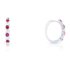 Ruby and Diamond Hoop Earrings