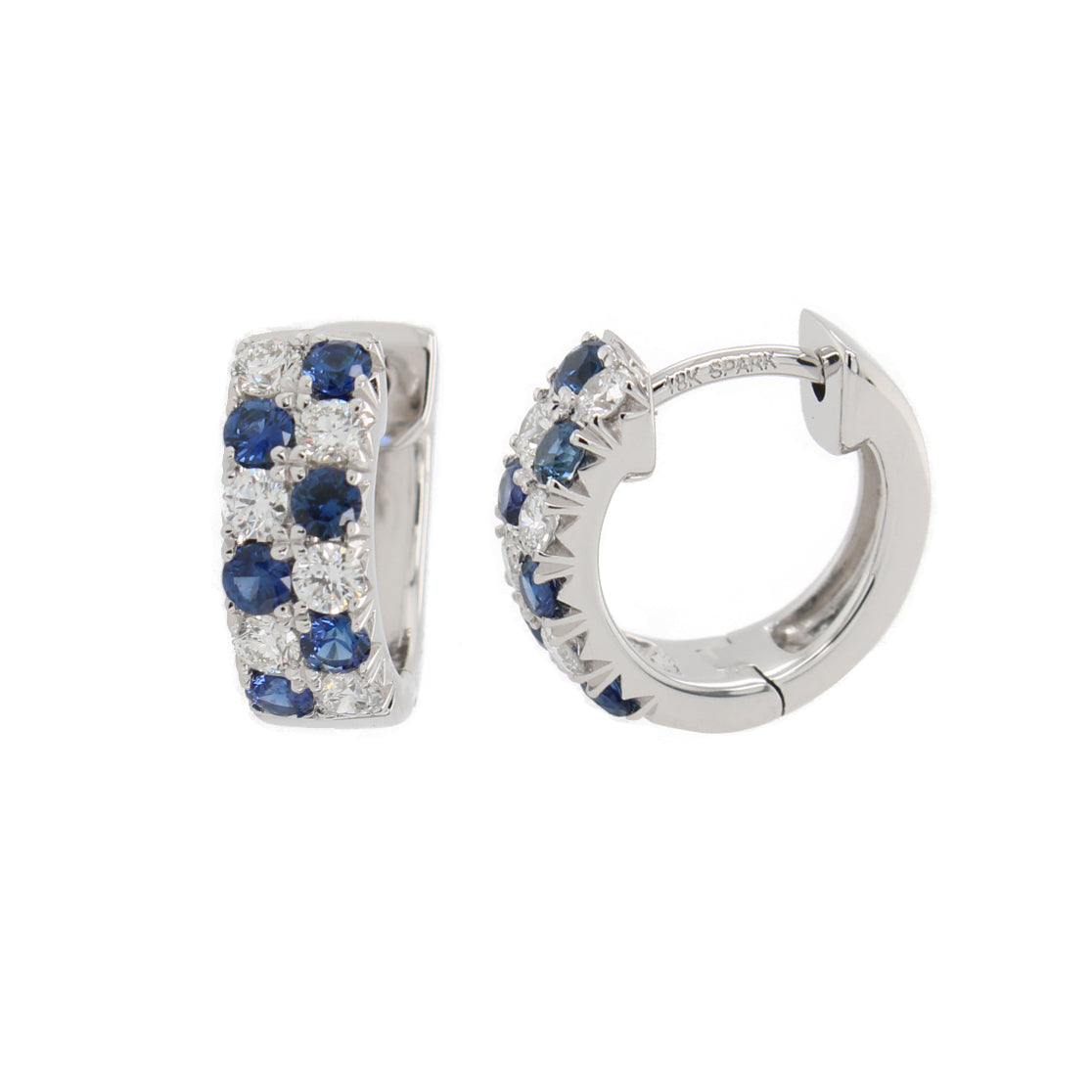 Sapphire and Diamond Huggy Hoop Earrings