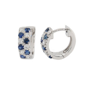 Sapphire and Diamond Huggy Hoop Earrings