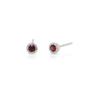 Garnet and Diamond Stud Earrings