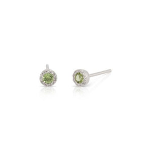 Peridot and Diamond Stud Earrings