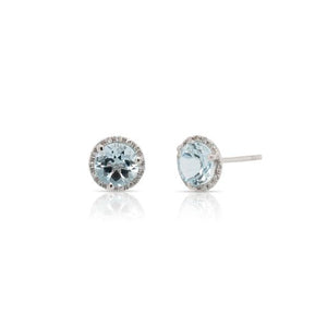 Aquamarine and Diamond Stud Earrings