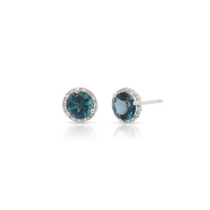 London Blue Topaz and Diamond Stud Earrings