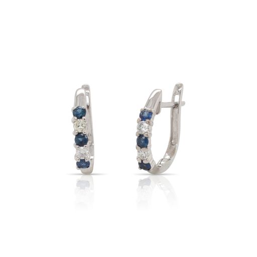 Sapphire and Diamond Huggy Hoop Earrings