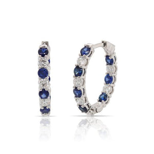 Sapphire and Diamond Oval Hoop Earrings
