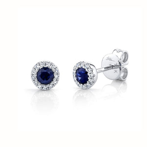 Diamond and Sapphire Halo Stud Earrings