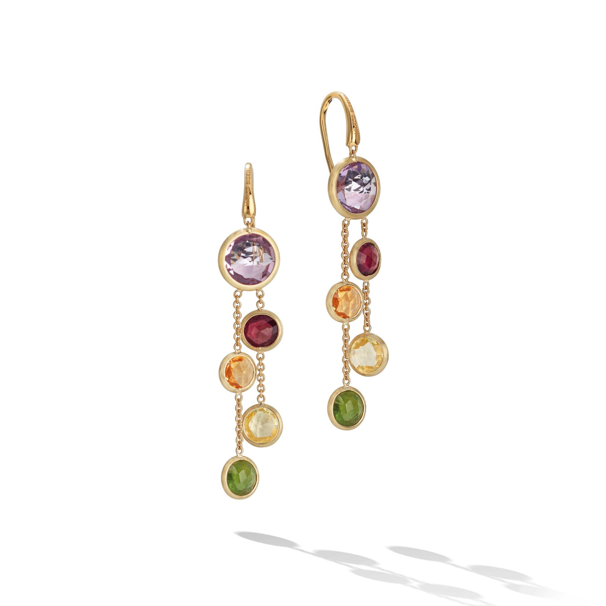 Marco Bicego Jaipur Color Collection 18K Yellow Gold Mixed Gemstone Two Strand Earrings