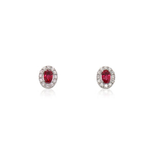 Ruby and Diamond White Gold Earrings
