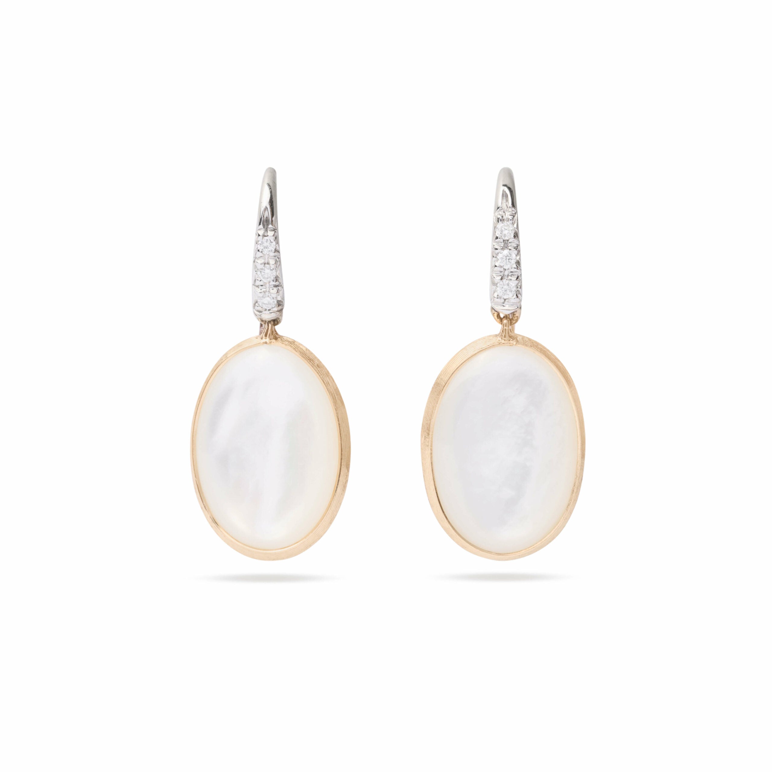Marco Bicego Siviglia Collection 18K Yellow Gold Mother of Pearl Hook Earrings with Diamond Accent