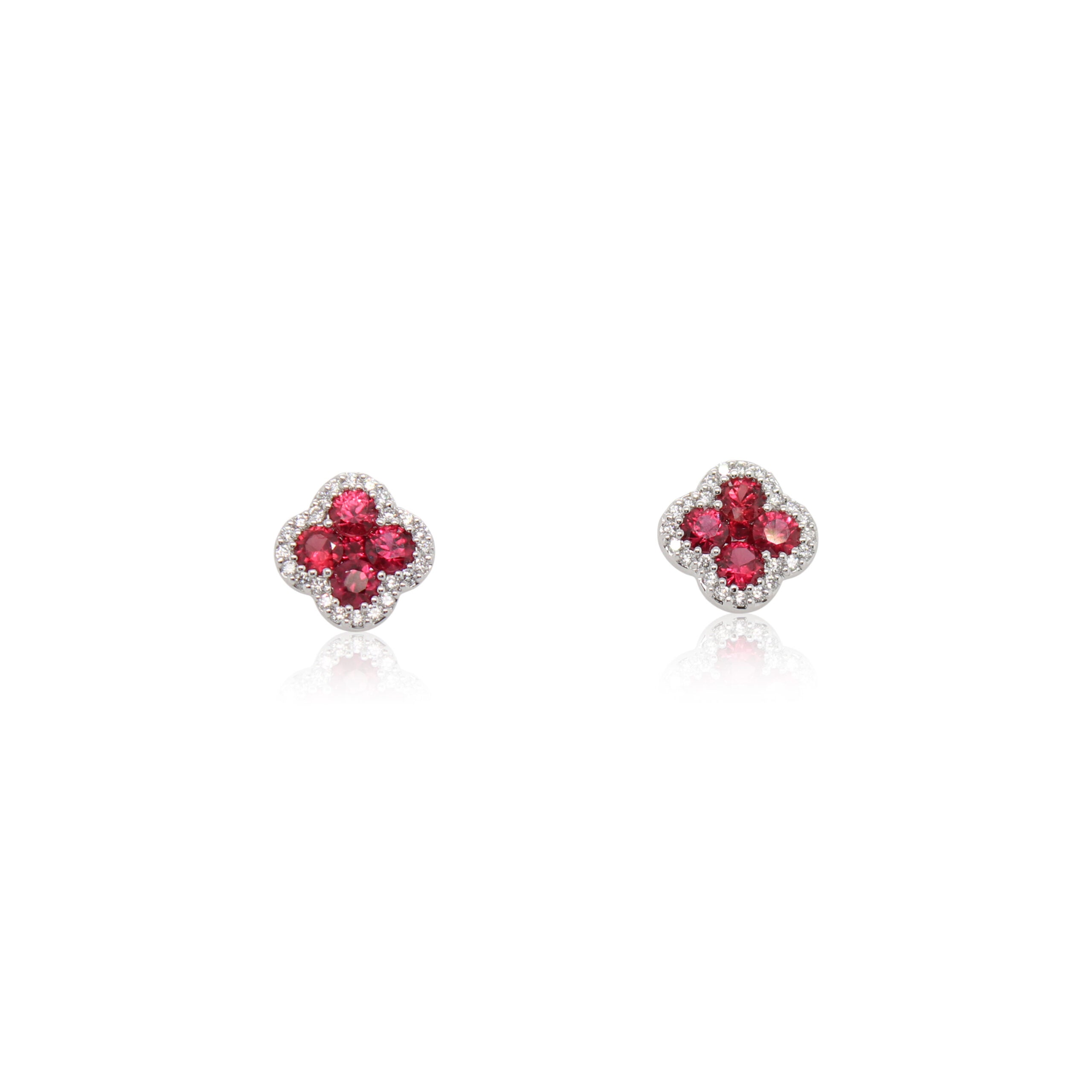 Ruby and Diamond Floral Earrings