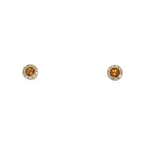 Round Citrine and Diamond Studs