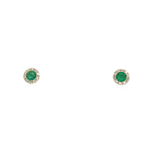 Emerald and Diamond Stud Earrings