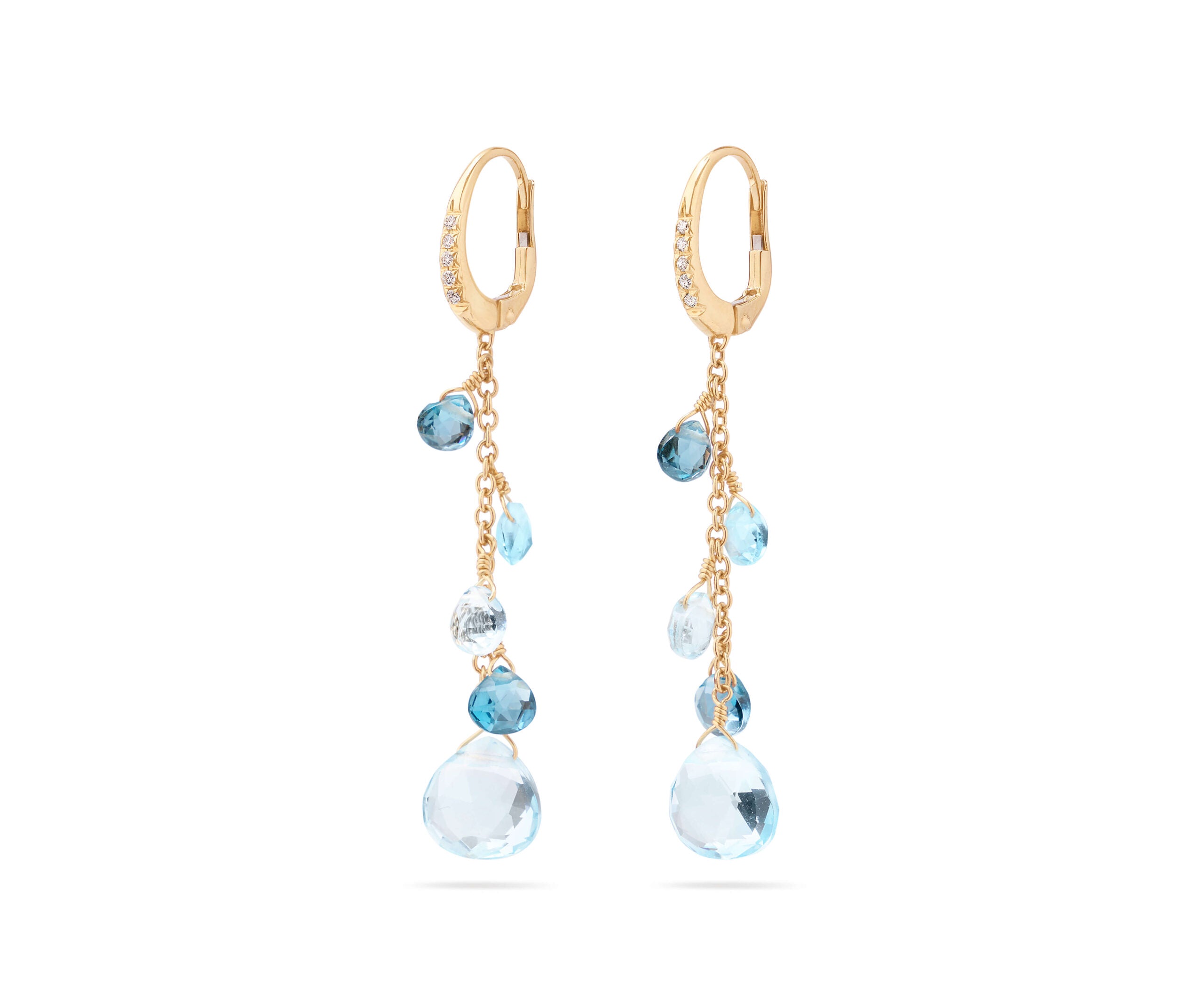 Marco Bicego Paradise Collection 18k Yellow Gold Single-Strand Topaz Earrings and Diamond Accent