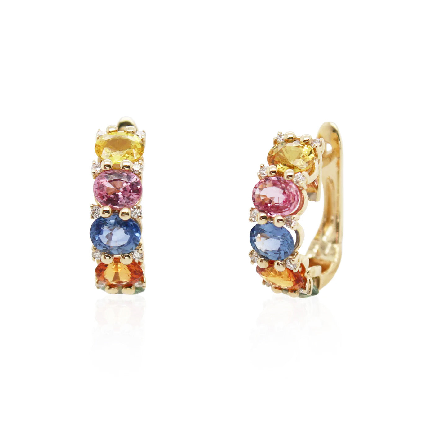 Multicolored Fancy Cut Sapphire Earrings
