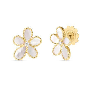Roberto Coin Jasmine 18K Yellow Gold Diamond And Mother-Of-Pearl Flower Stud Earrings