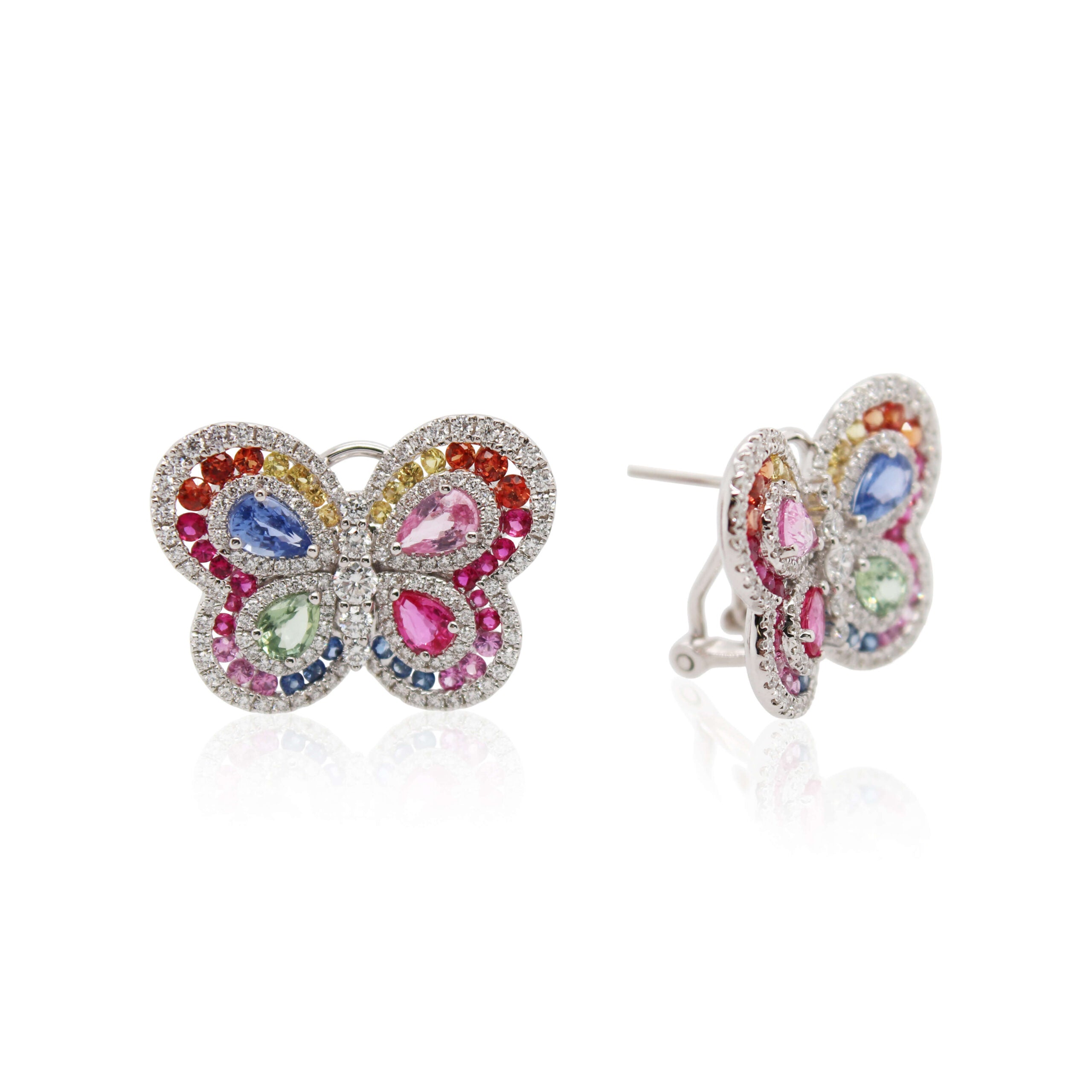 Multi-Colored Sapphire Butterfly Earrings