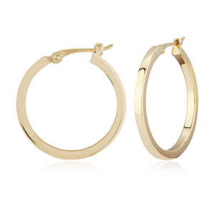 2mm Yellow Gold Square Tube Hoop Earrings