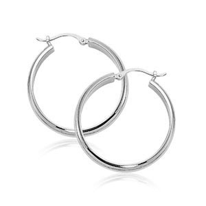 Half Round White Gold Hoops