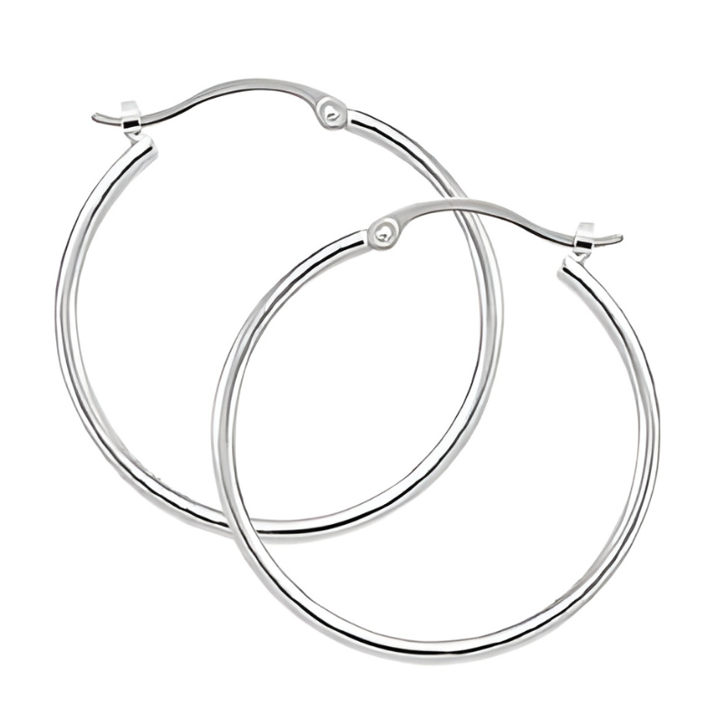 White Gold Tube Hoops