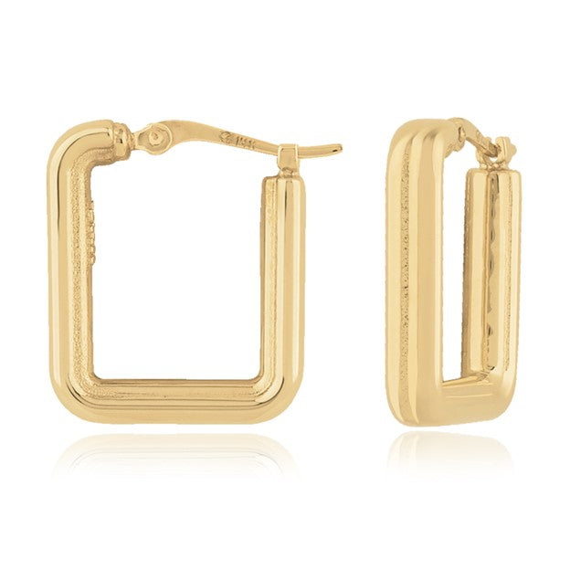 Yellow Gold Square Ribbed Hoops
