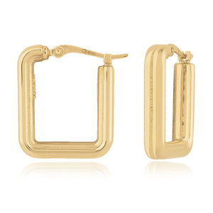 Yellow Gold Square Ribbed Hoops