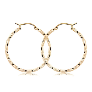 Yellow Gold Twist Hoop Earrings