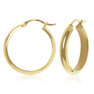 Yellow Gold Half Round Tube Hoop Earrings
