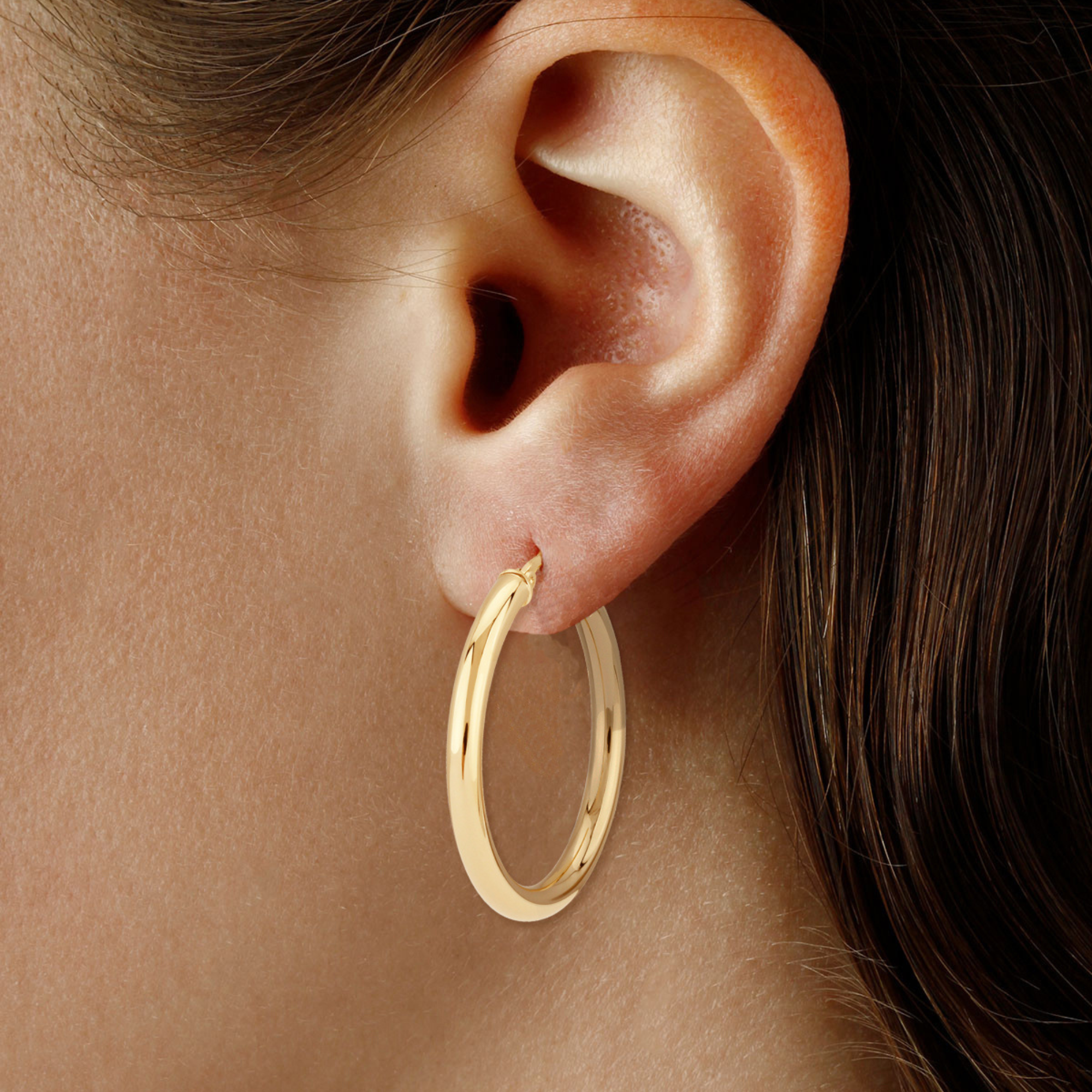 Yellow Gold Tube Hoops