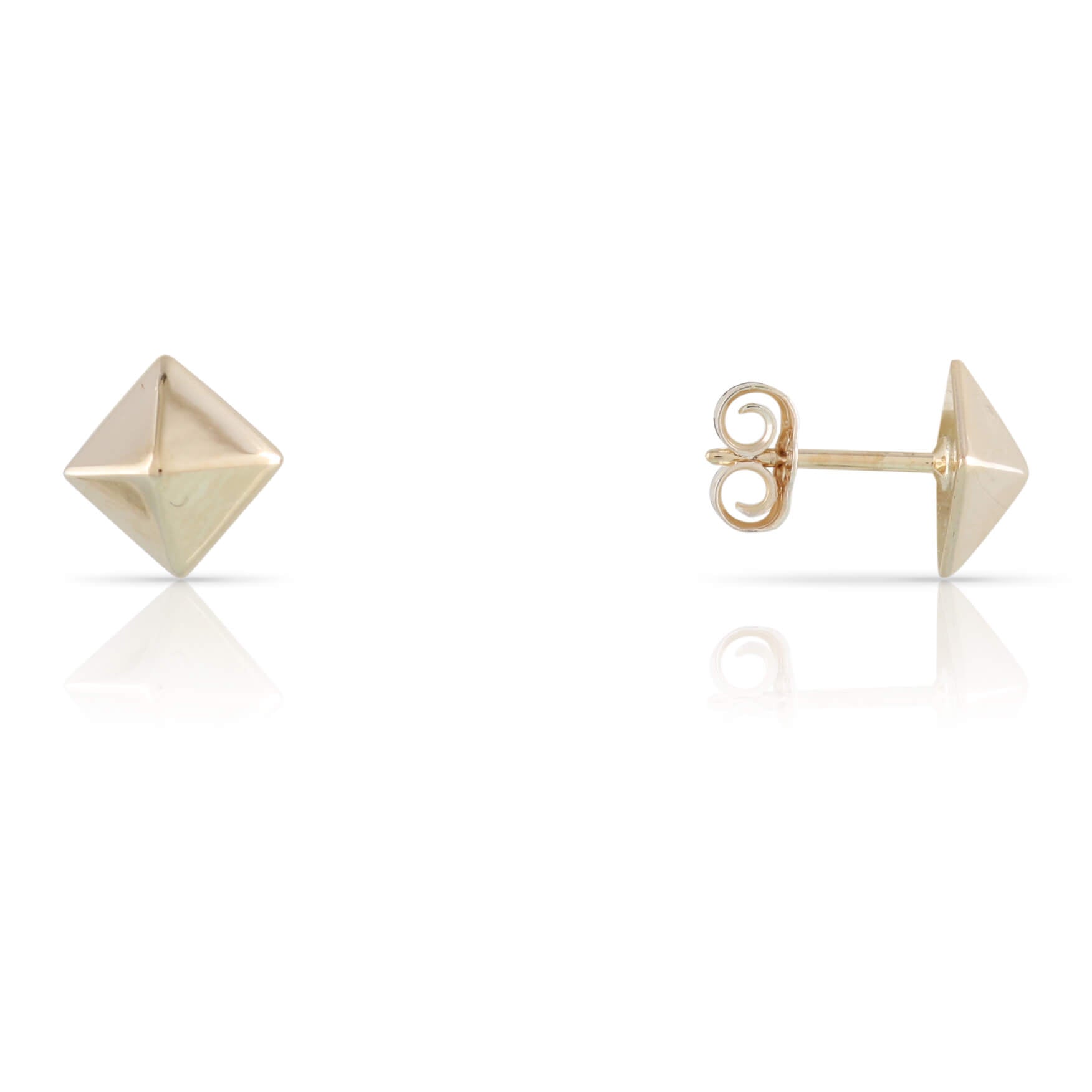 Yellow Gold Pyramid Stud Earrings