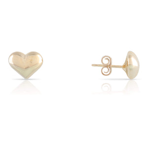 Yellow Gold Heart Stud Earrings