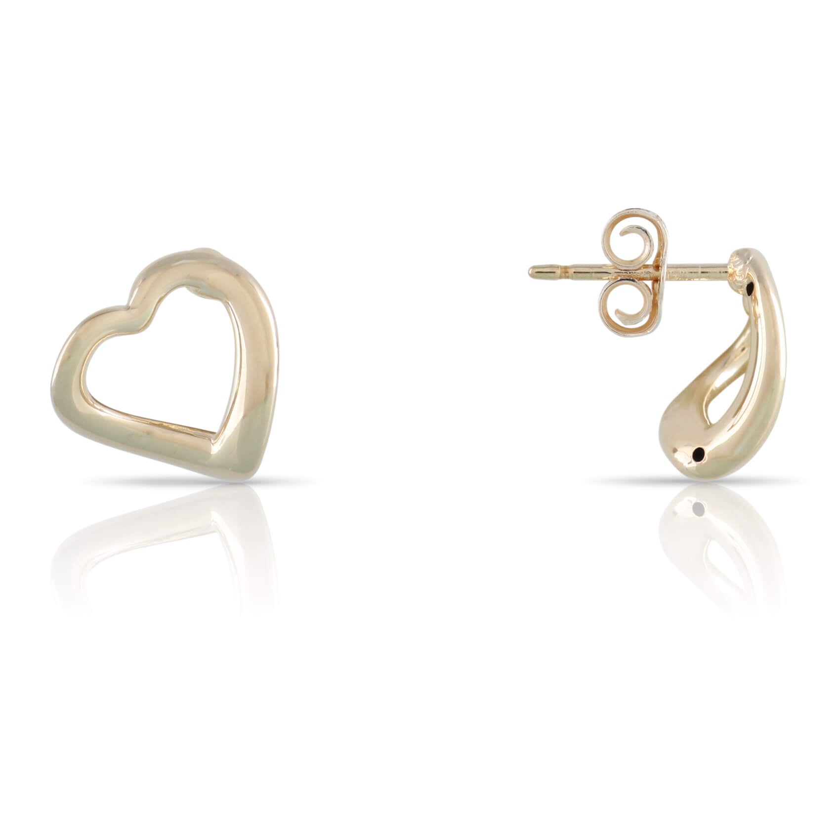 Yellow Gold Heart Stud Earrings