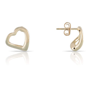 Yellow Gold Heart Stud Earrings