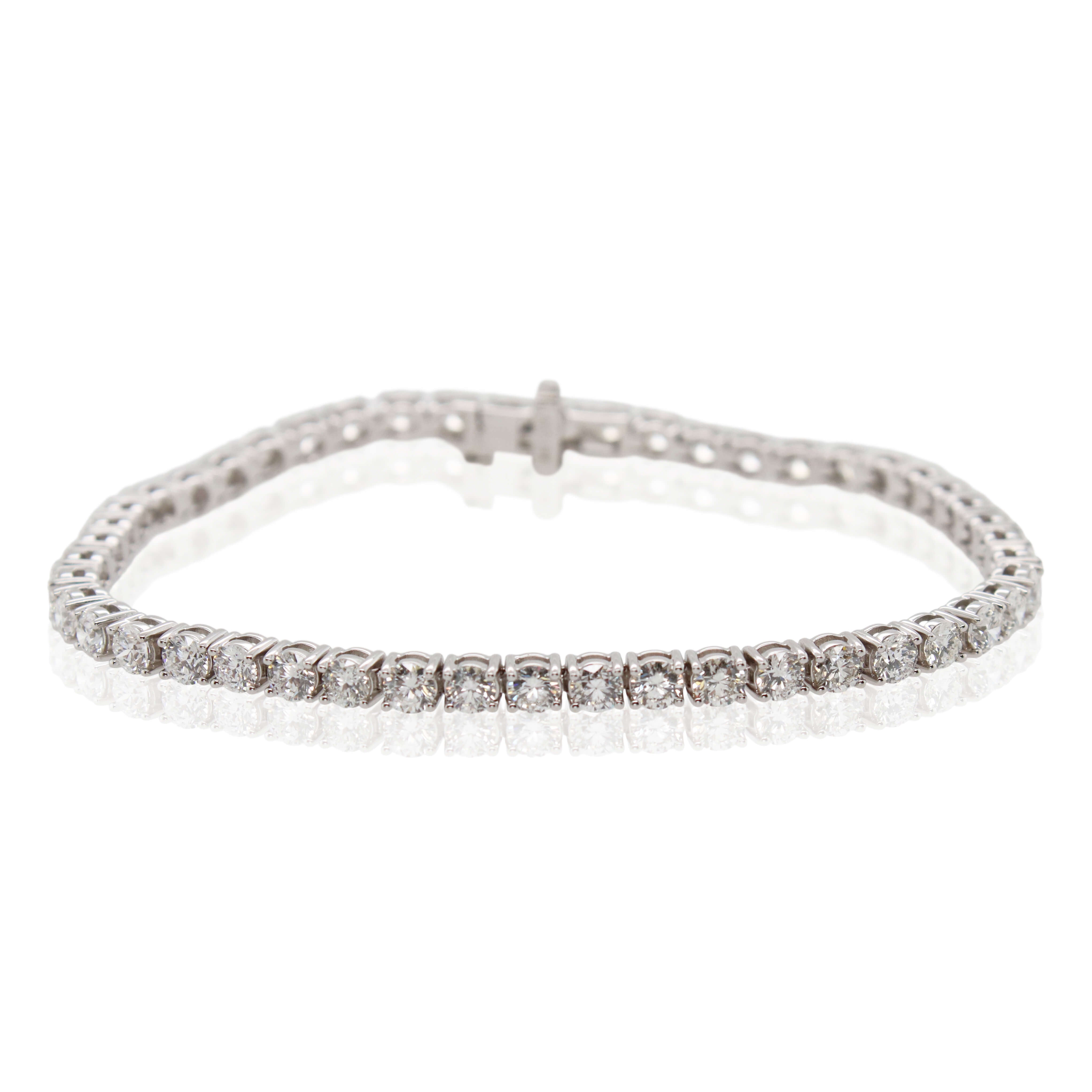 4 Prong White Gold Diamond Tennis Bracelet