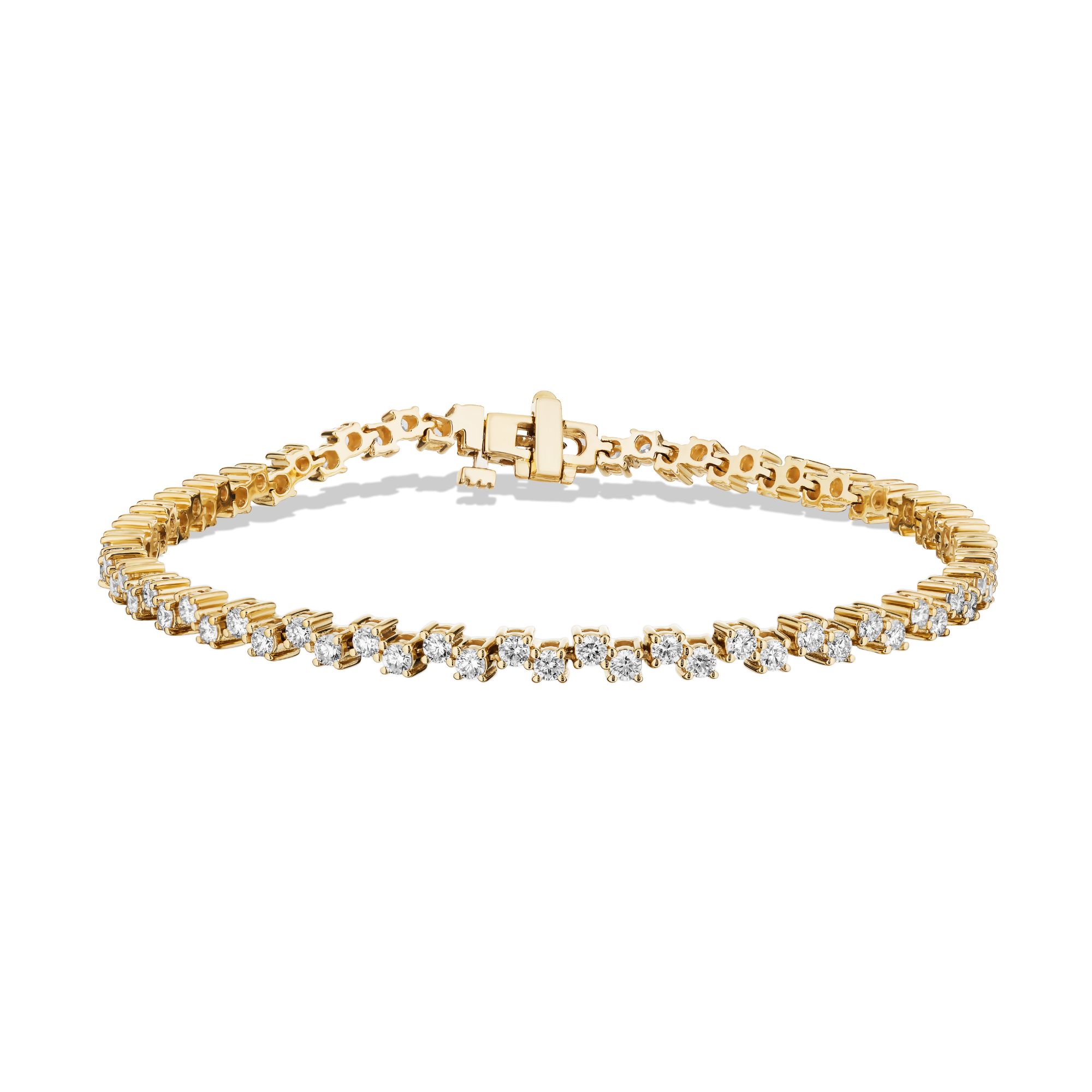 Yellow Gold Diamond Zig Zag Tennis Bracelet