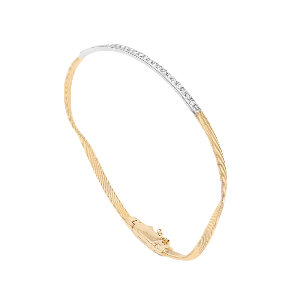 Marco Bicego Marrakech Collection 18k Yellow Gold Bangle with Diamond Bar