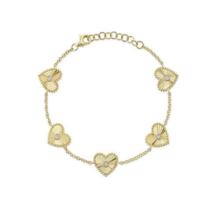 Bezel Set Diamond Heart Charm Bracelet