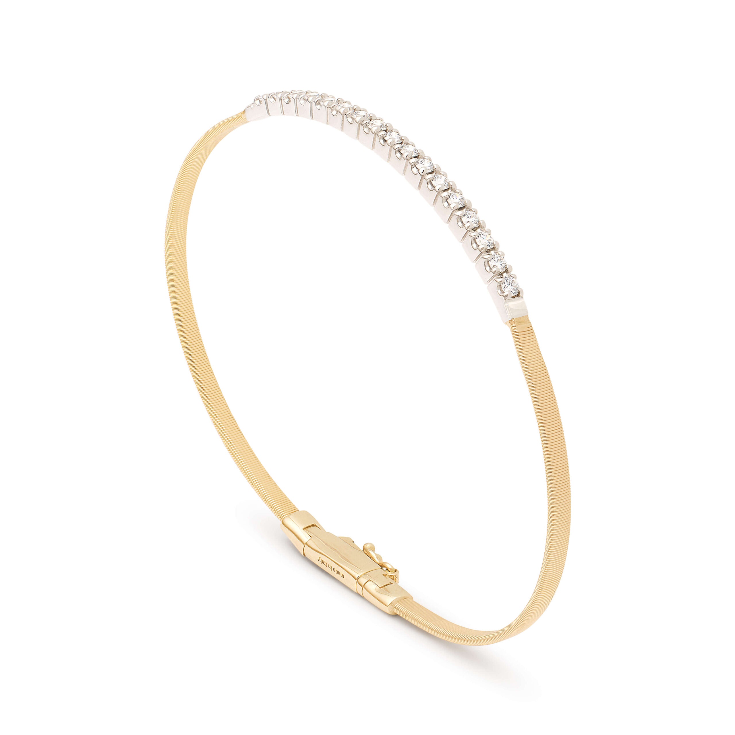 Marco Bicego Masai Collection 18 Karat Yellow Gold Small Stackable Bracelet With Diamond Bar