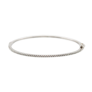 White Gold Diamond Prong Set Eternity Bangle Bracelet