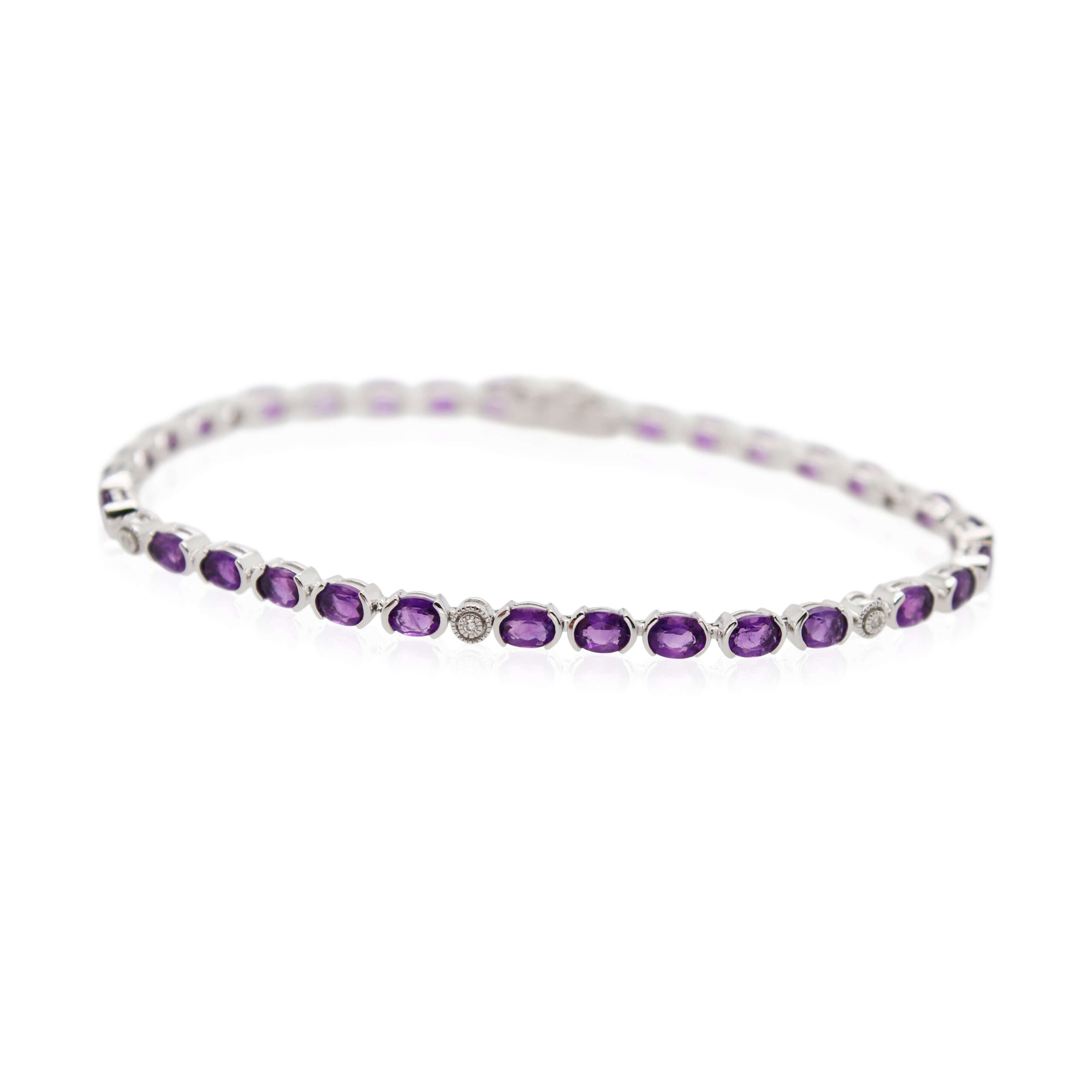White Gold Amethyst and Diamond Bracelet