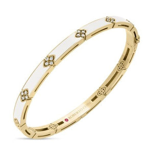 Roberto Coin Love in Verona Diamond and White Enamel Bangle Bracelet