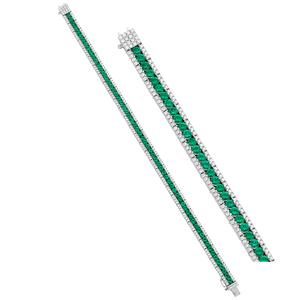Triple Row Emerald and Diamond Bracelet