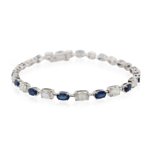 Cushion Cut Diamond and Sapphire Tennis Bracelet