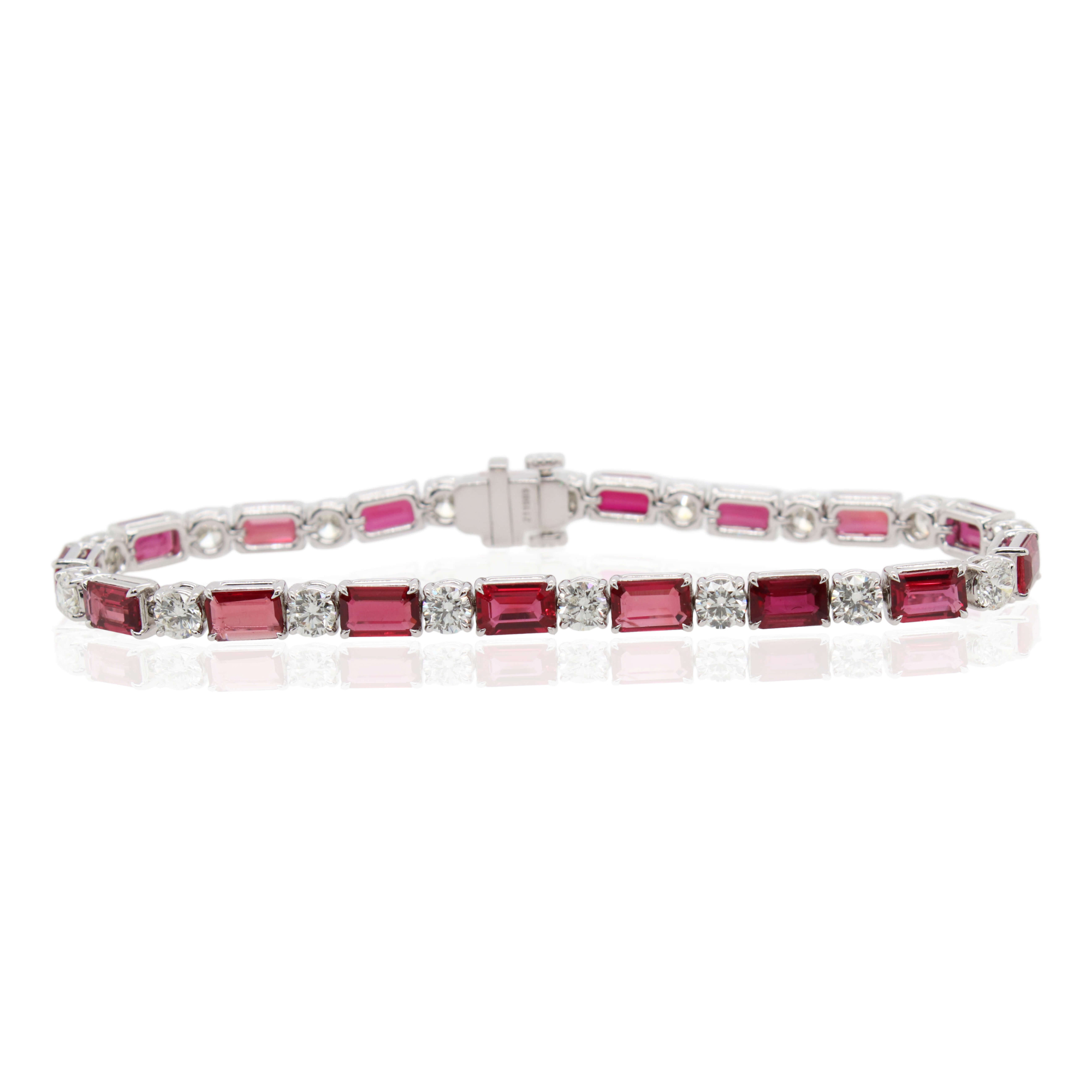 Alternating Ruby and Diamond Bracelet