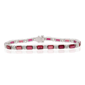 Alternating Ruby and Diamond Bracelet