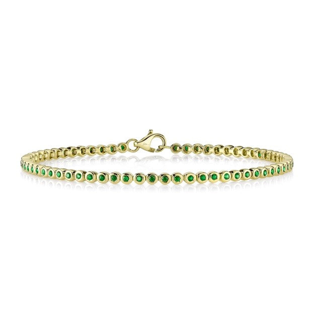 Bezel Set Emerald Tennis Bracelet