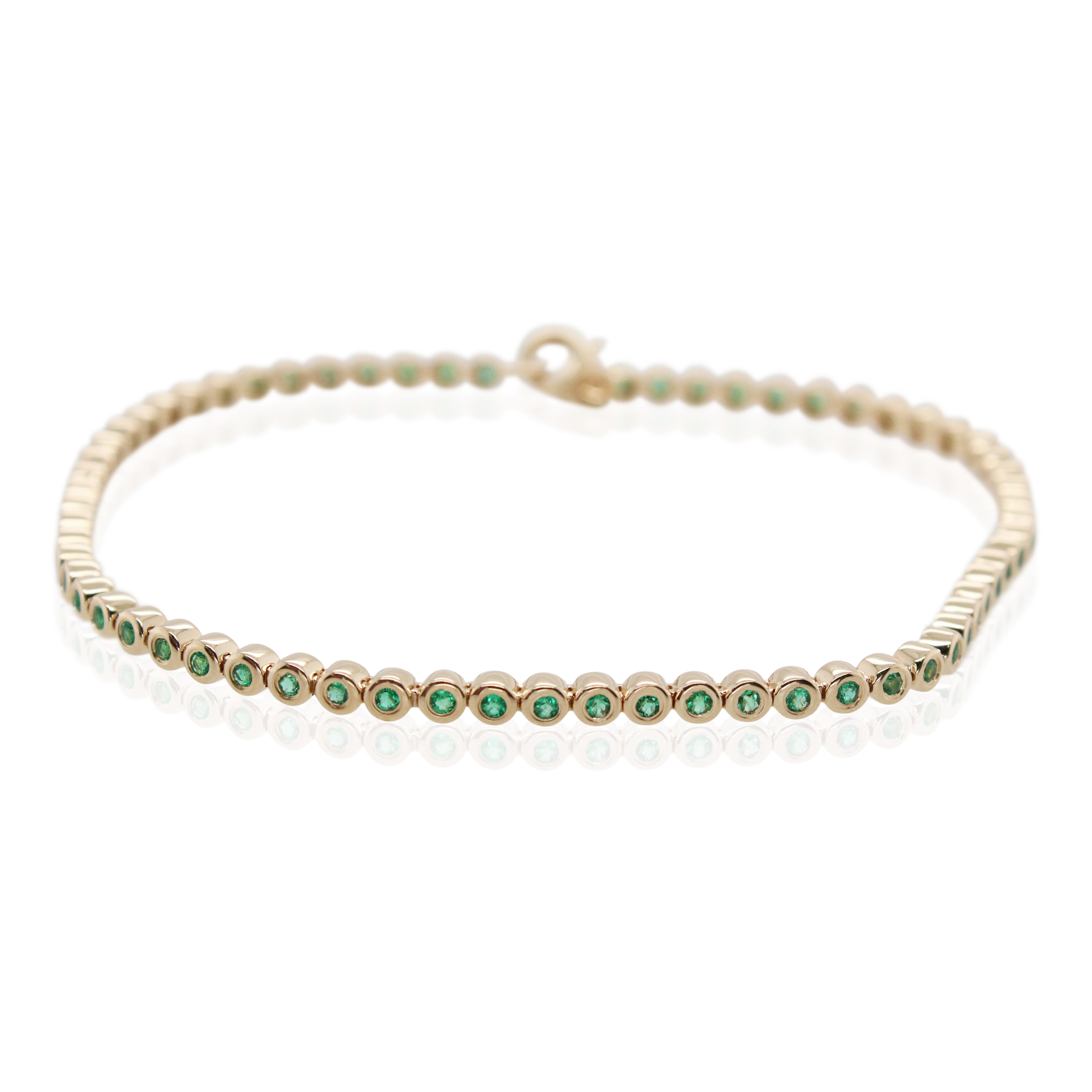 Bezel Set Emerald Tennis Bracelet