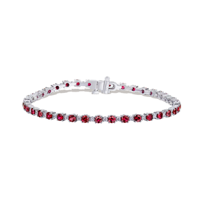 Alternating Ruby and Diamond Bracelet