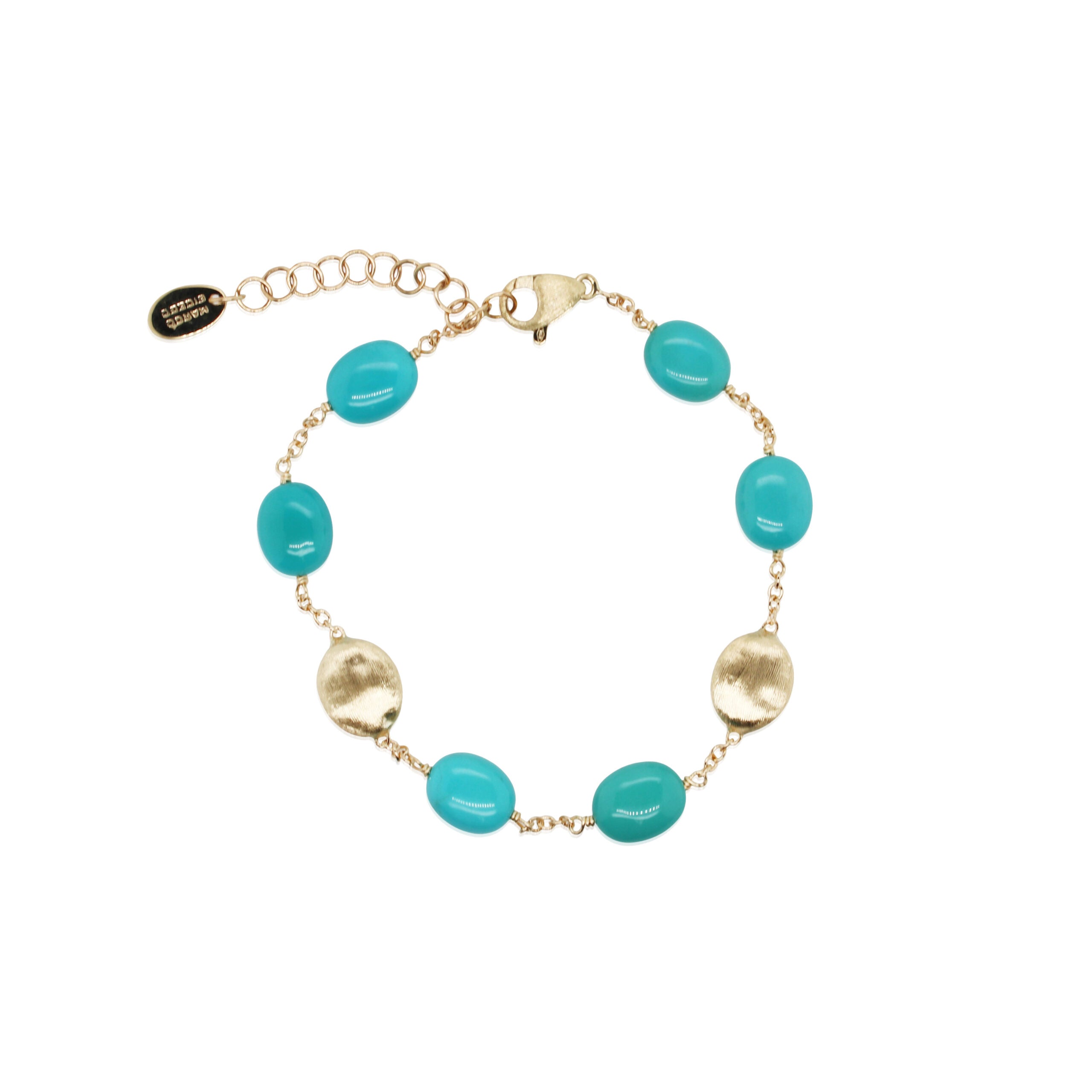 Marco Bicego Siviglia Collection 18k Yellow Gold Turquoise Station Bracelet