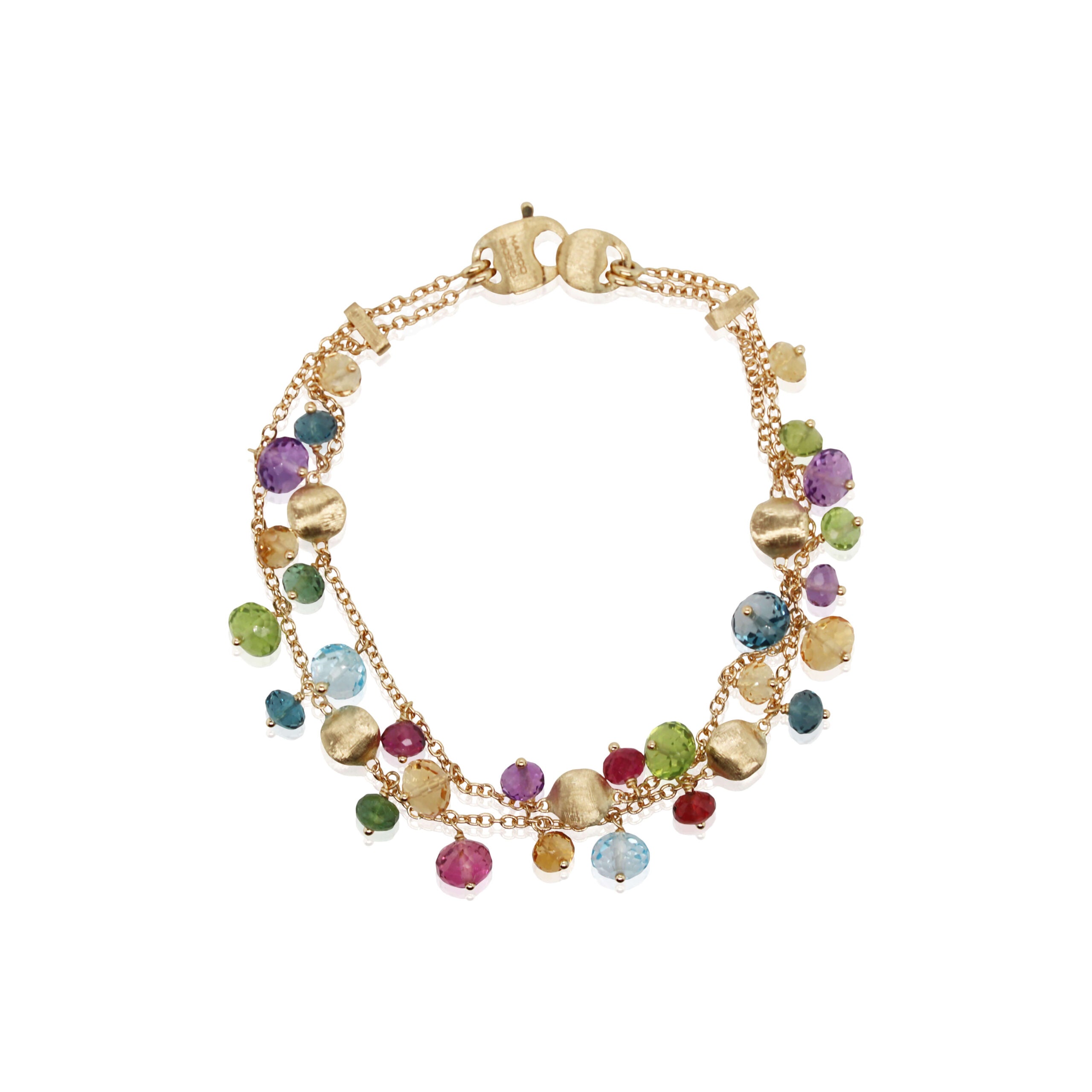 Marco Bicego Africa Collection 18k Yellow Gold Double Strand Mixed Gemstone Bracelet