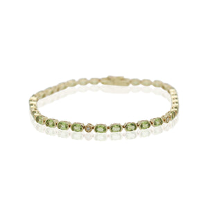 Half Bezel Set Peridot and Diamond Bracelet